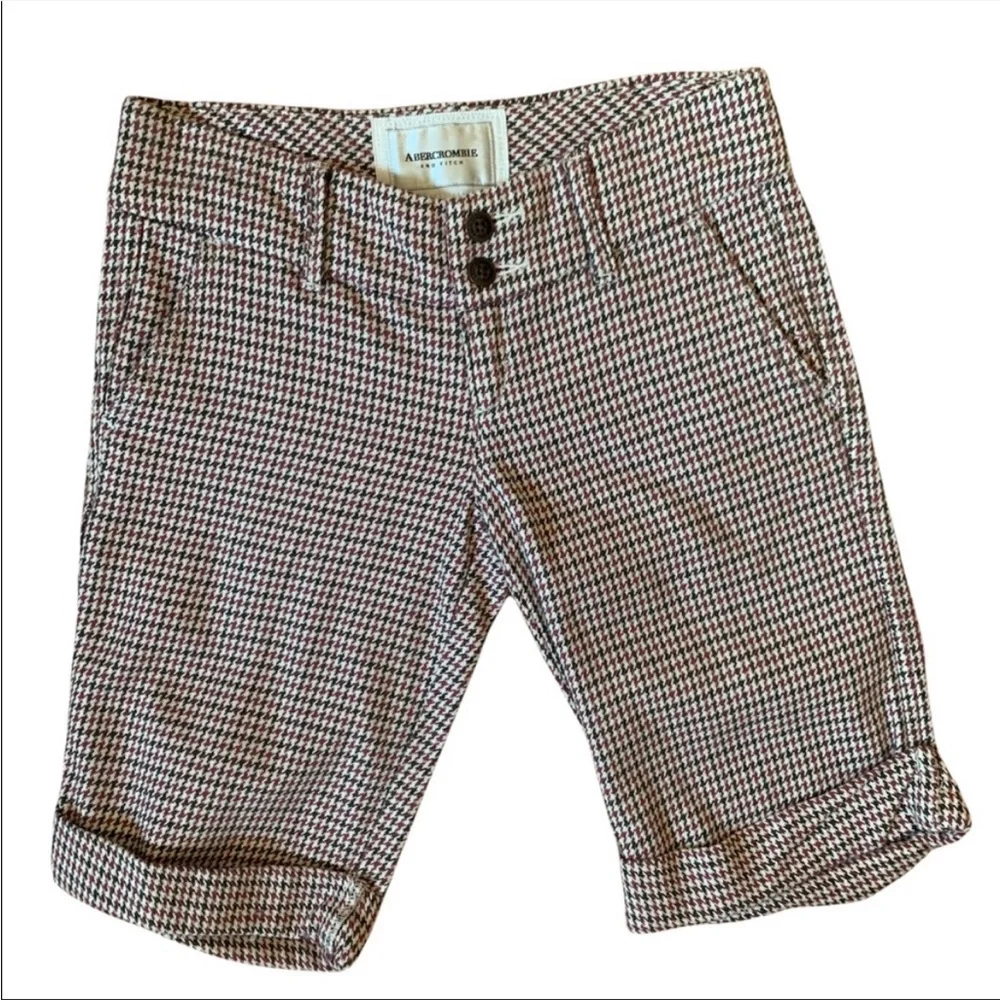 Abercrombie and Fitch Houndstooth Bermuda Shorts Cotton Walking Womens 00